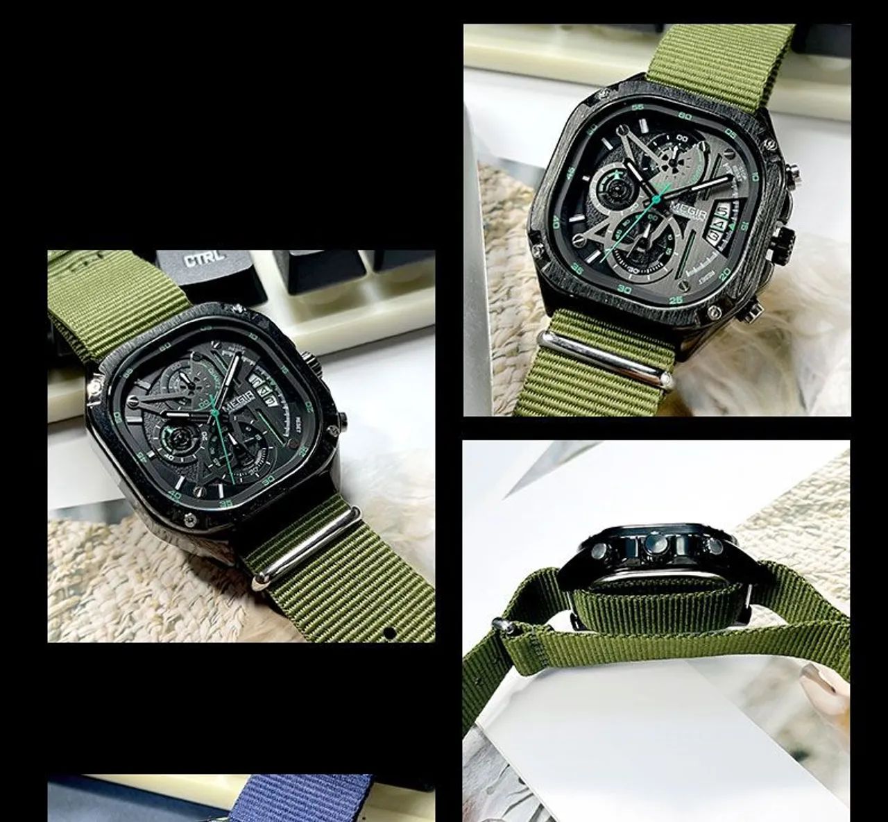 MEGIR 2217G - Relógio Sport/Luxo com Cronógrafo 100% Funcional e 2 Pulseiras - Foto 4