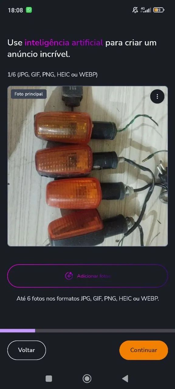 Seta/pisca cg original 