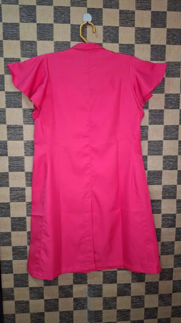 Jaleco Manga Cavada Estética Saúde Enfermagem Hospitalar Pink Tam 38 - Foto 5