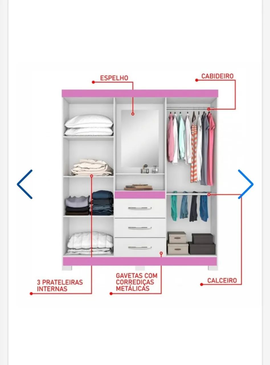 Guarda-Roupa Casal Moderno com Espelho e Design Elegante - Foto 2