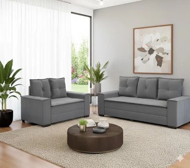 Sofá 2 e 3 lugares Paris Cinza