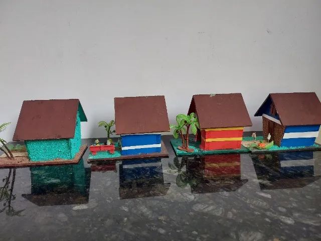Casas Decoração Maquete Artesanal MDF HO - Foto 4