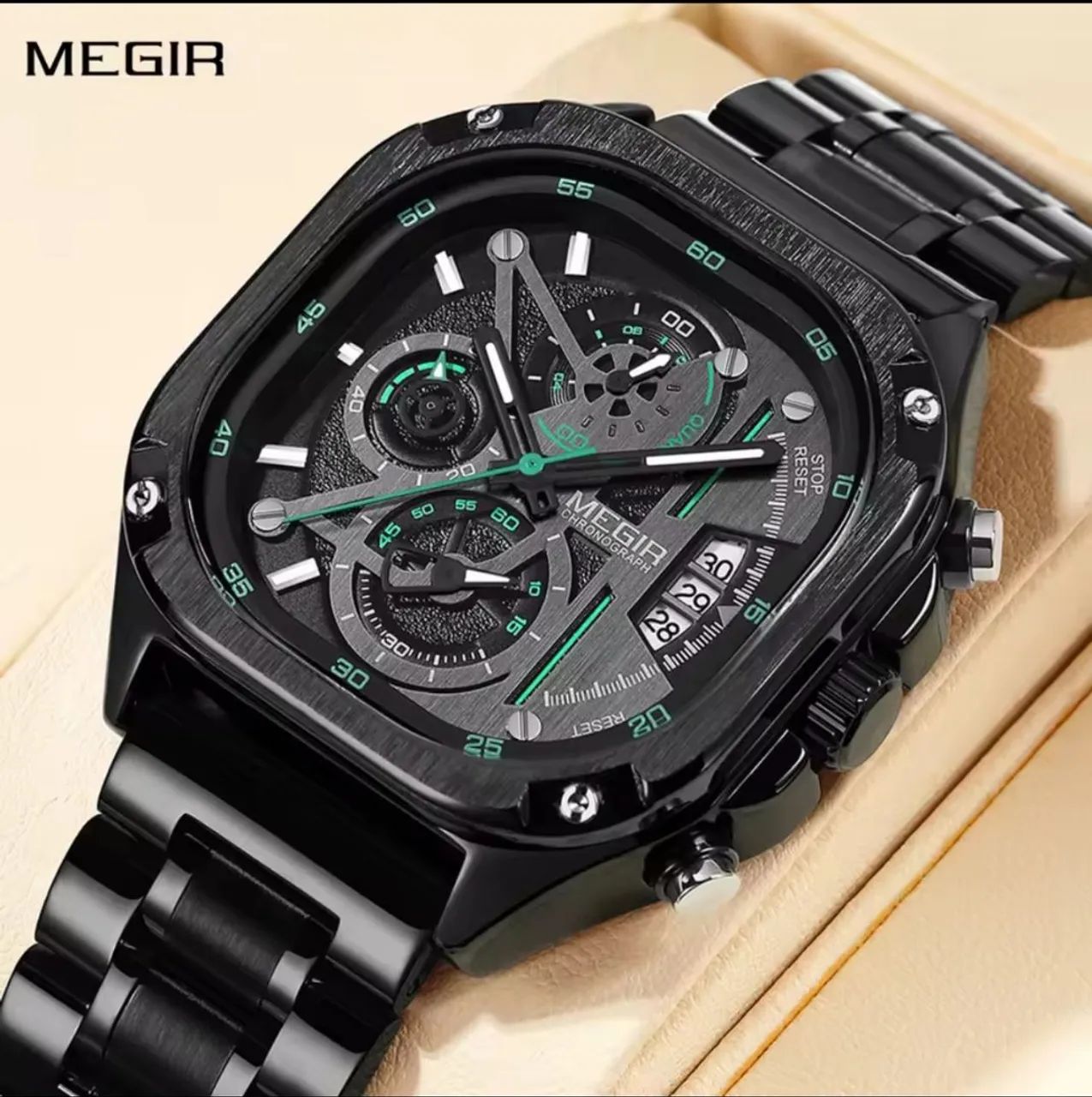 MEGIR 2217G - Relógio Sport/Luxo com Cronógrafo 100% Funcional e 2 Pulseiras