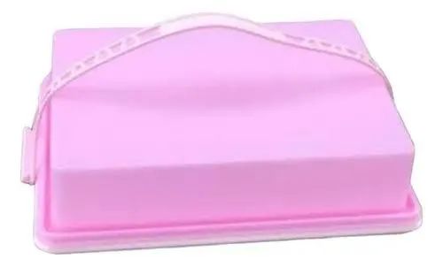 Tupperware Big Cake rosa retangular 
