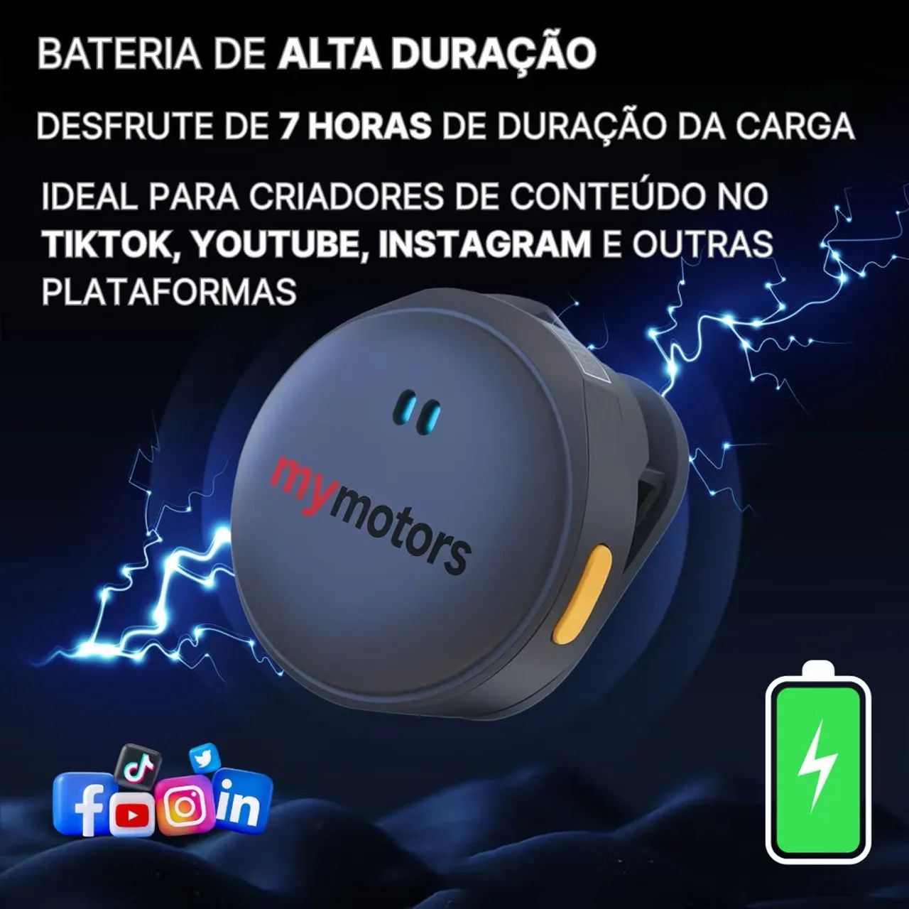 Microfone Lapela Redondo Imã Sem Fio Tipo C Preto Anti Ruído Duplo Para Android E iPhone  - Foto 6