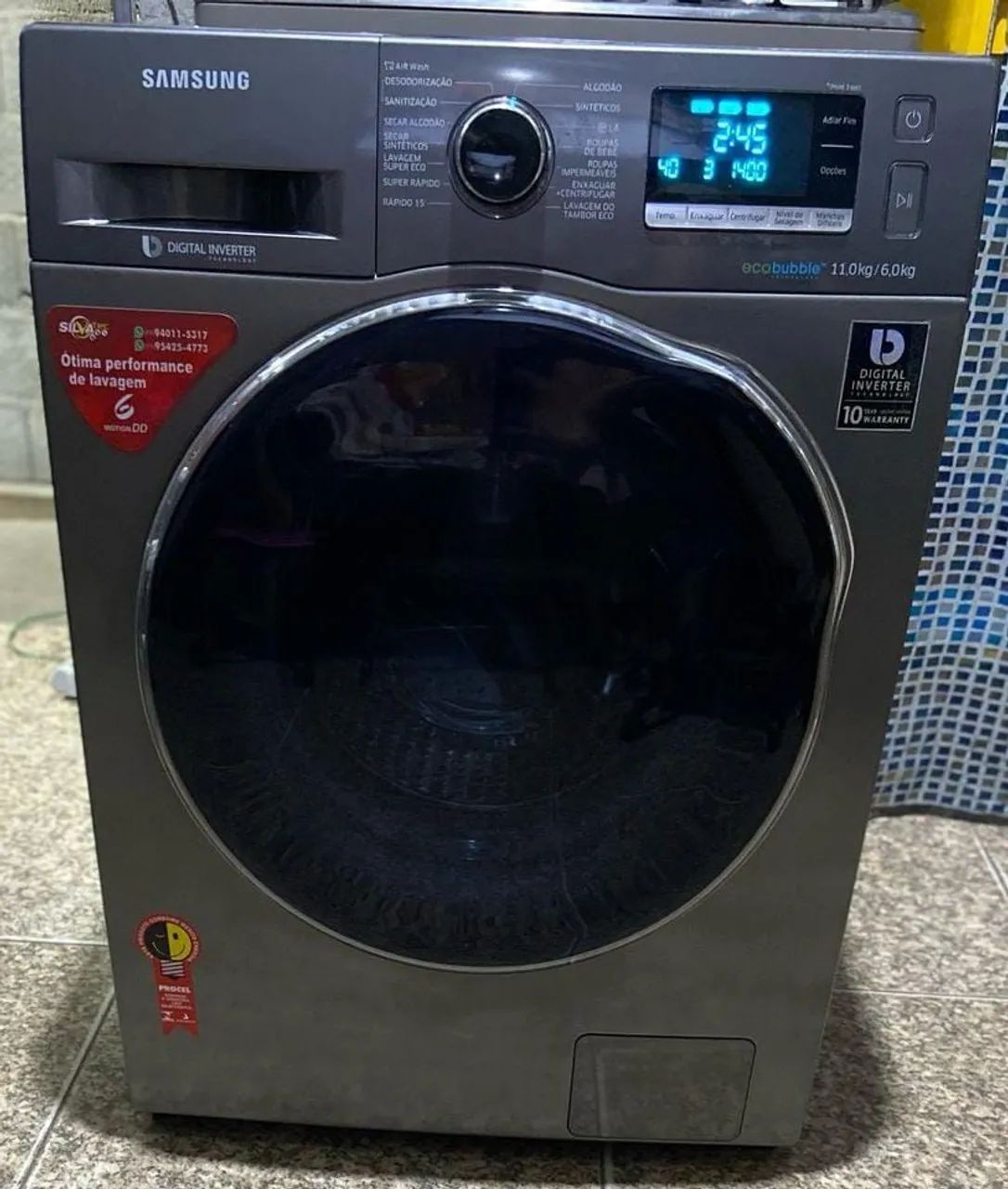 Lava e Seca Samsung Ecobubble 11kg Inox Look Semi nova com Garantia aceito *