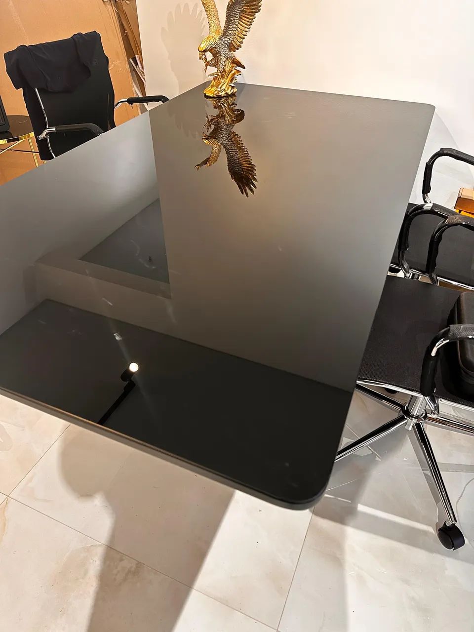 Mesa Vidro Preta Laqueada Jantar ou Escritório - Foto 5