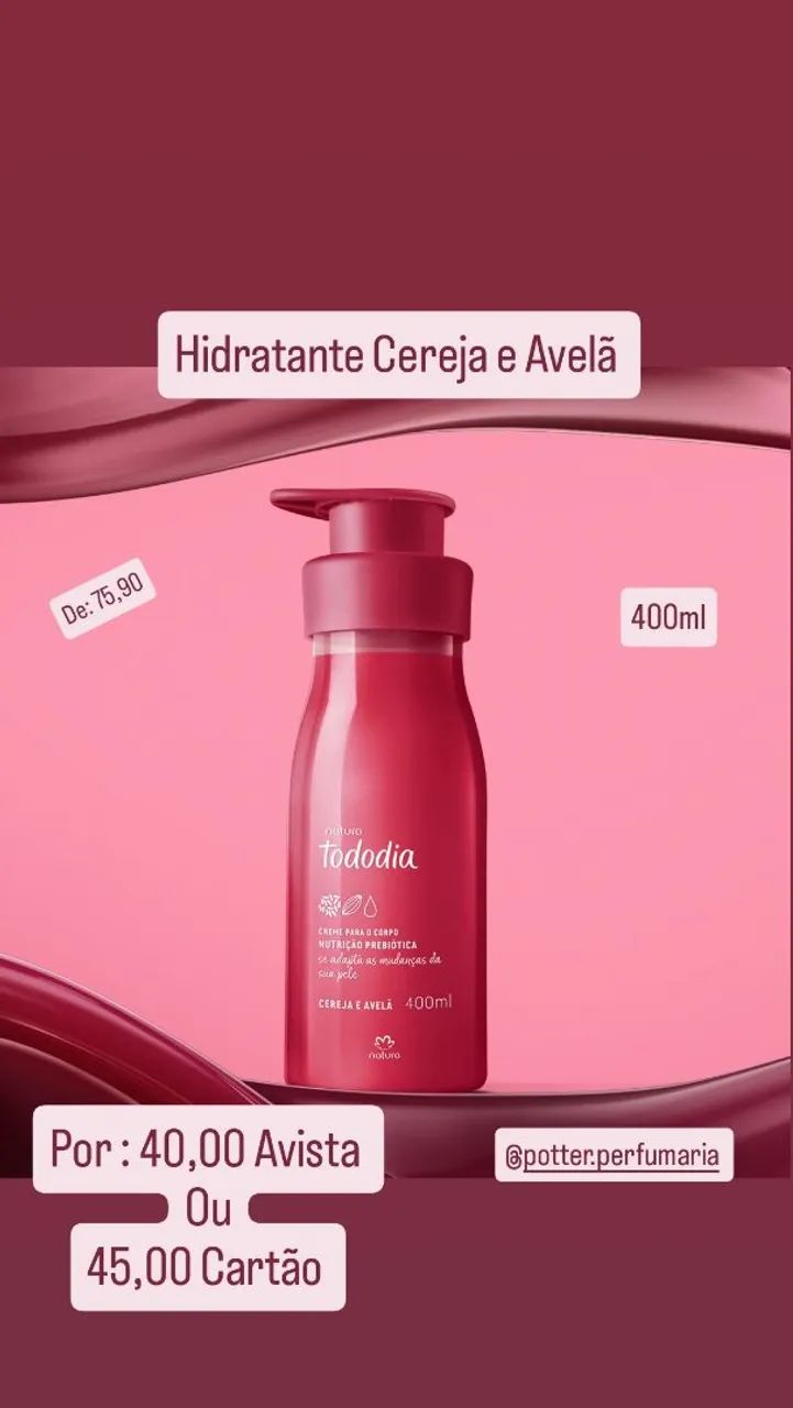 Creme Corporal Tododia Cereja e Avelã 400ml - Foto 3