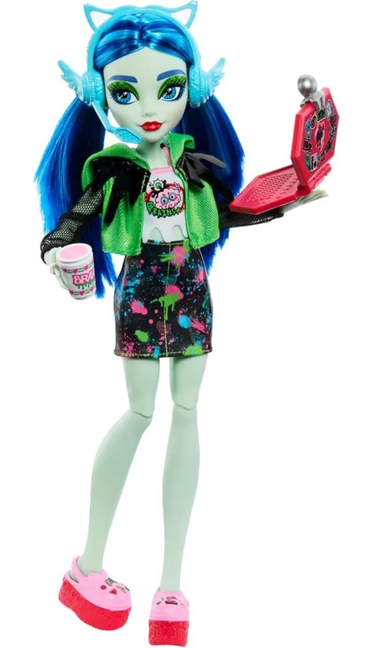 Monster High Neon Frights Ghoulía Yelps - Boneca e Acessórios - Foto 3