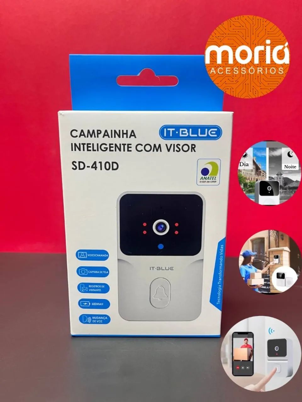 Campainha Com Câmera Wi-fi Sem fio Inteligente Interfone Áudio - Foto 4