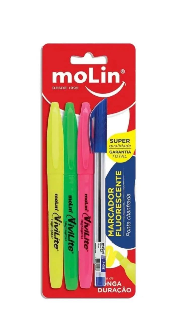 Kit Marcador Fuor 3 Unidades + 1 Caneta Molin