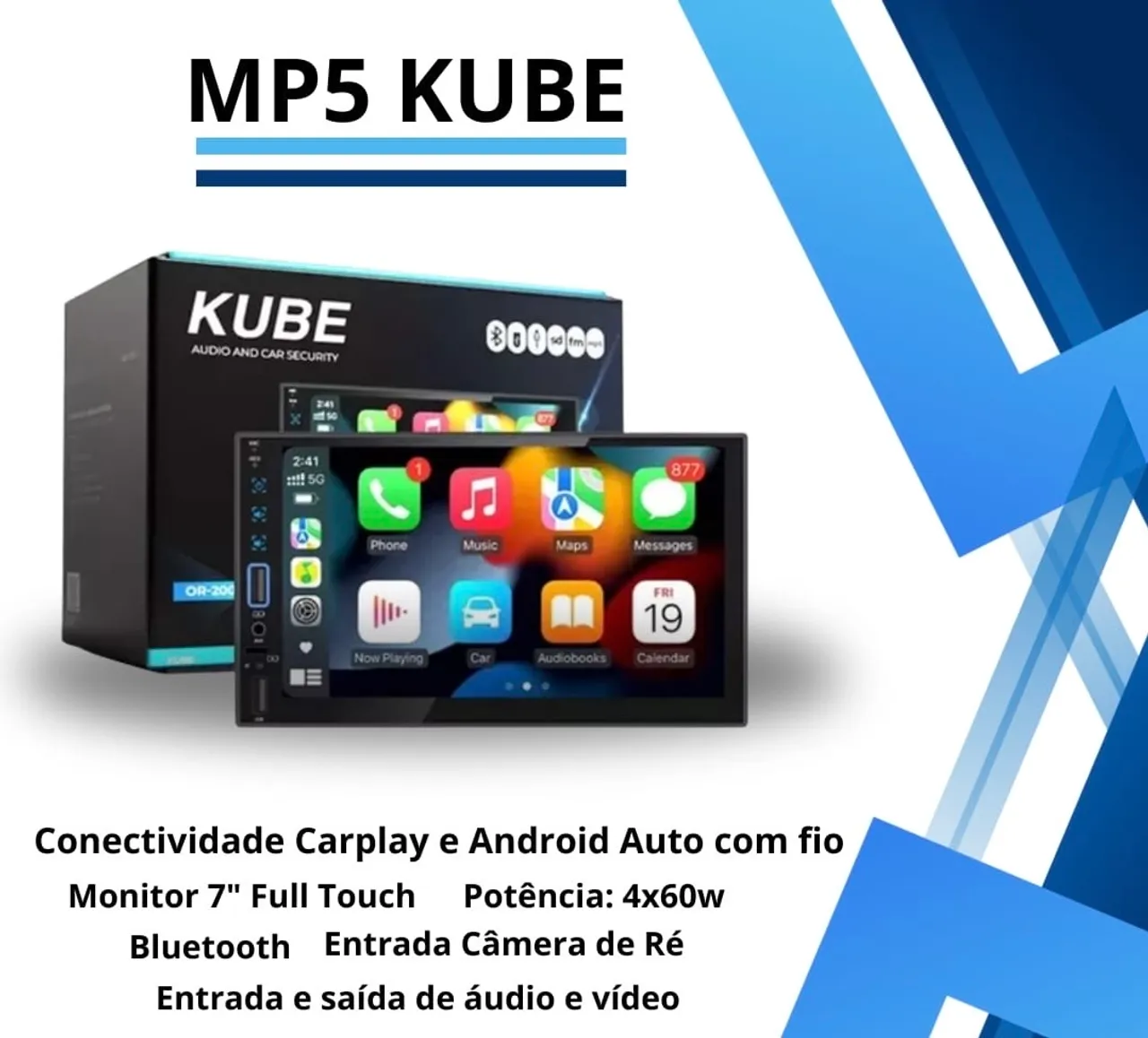 Central Mp5 Android Auto CarPlay Rádio Bluetooth USB Rádio