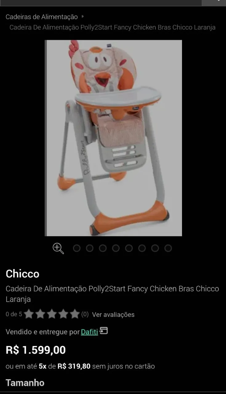 Cadeira de Alimentação Polly2Start Chicco Laranja