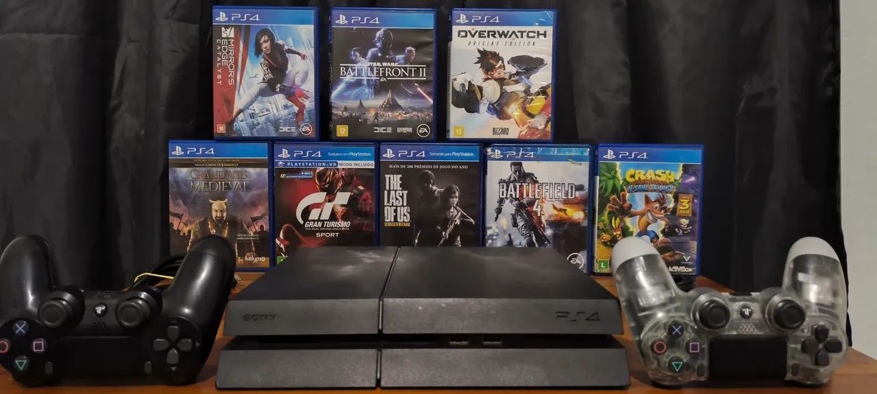 Playstation 4 C/ Garantia+ 2 Controles + Jogos, Aceito Cartão 12x