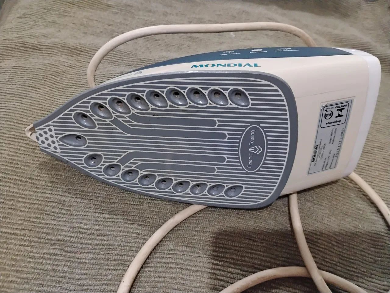 Ferro de Passar Roupa - Azul e Branco - Foto 2