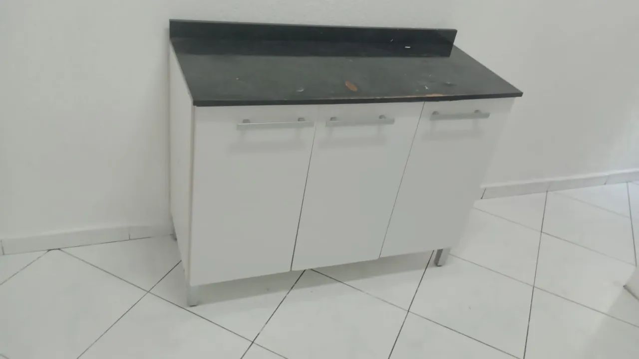 Conjunto de 3 armários de cozinha aéreo e chão 