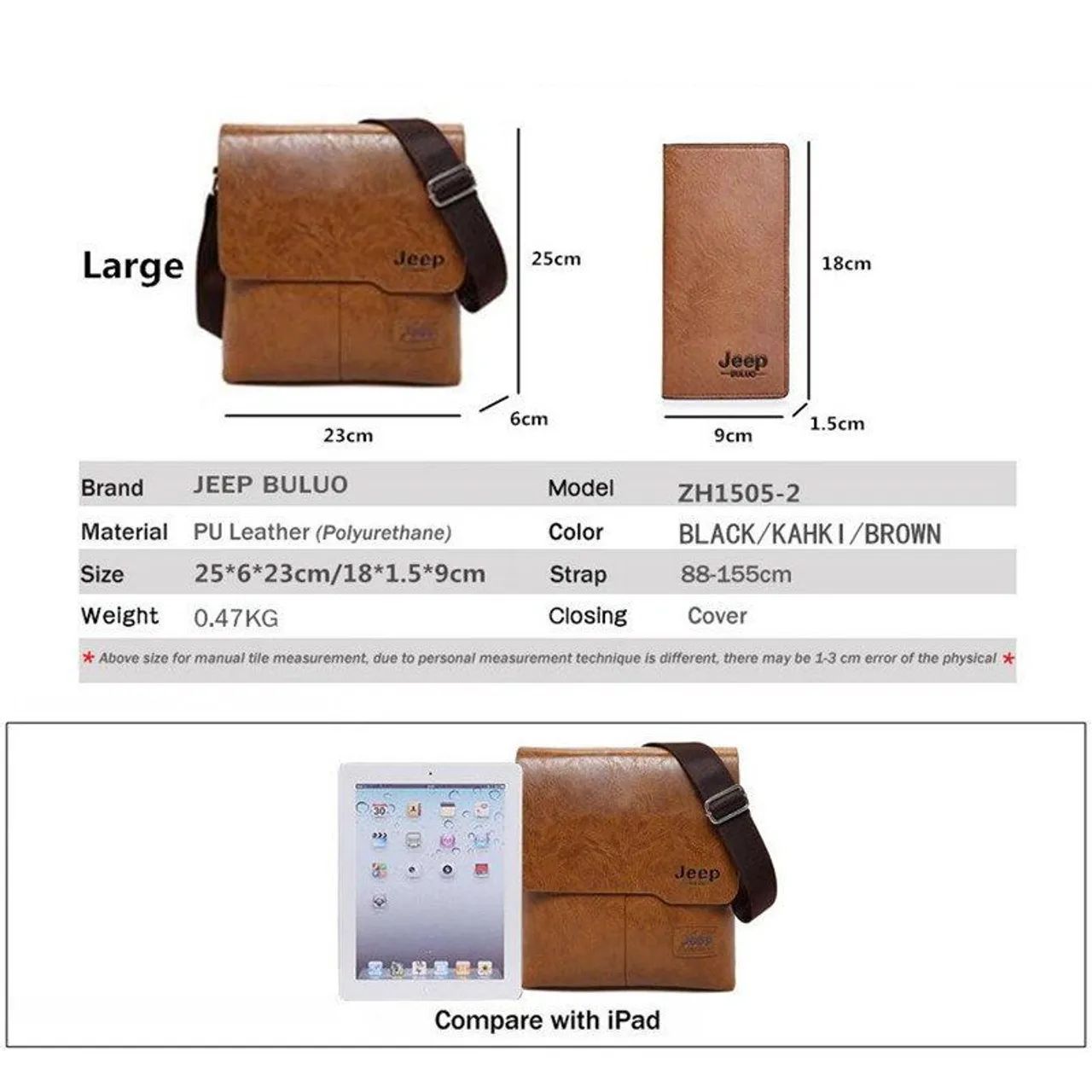 Bolsa Transversal Unissex Jeep importada/Original/100% Couro/+carteira/Shoulder Bag - Foto 6