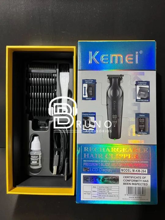 Máquina de cortar cabelo Kemei com display digital - Foto 4