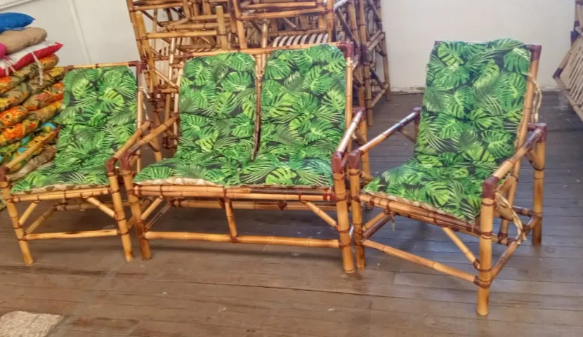 Conjunto de Bambu 4 almofadas coloridas