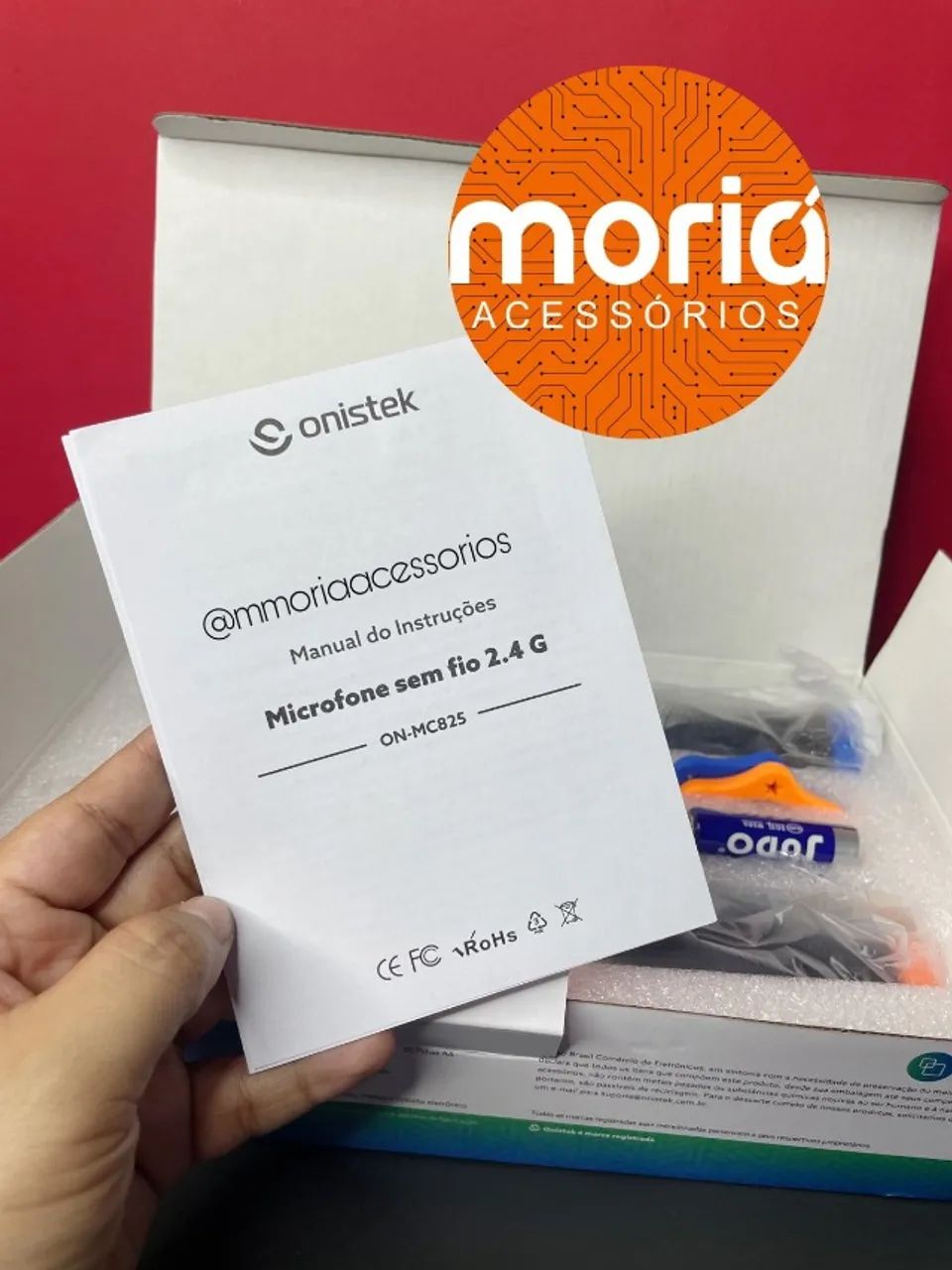 Microfone Duplo Sem Fio com Receptor de Sinal, Anel Deslizante Onistek MC825 - Foto 3