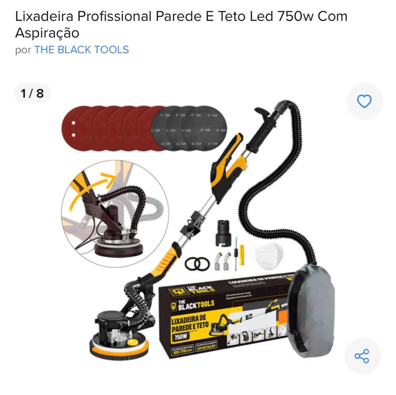 Lixadeira de Parede e Teto Profissional 750W - THE BLACK TOOLS