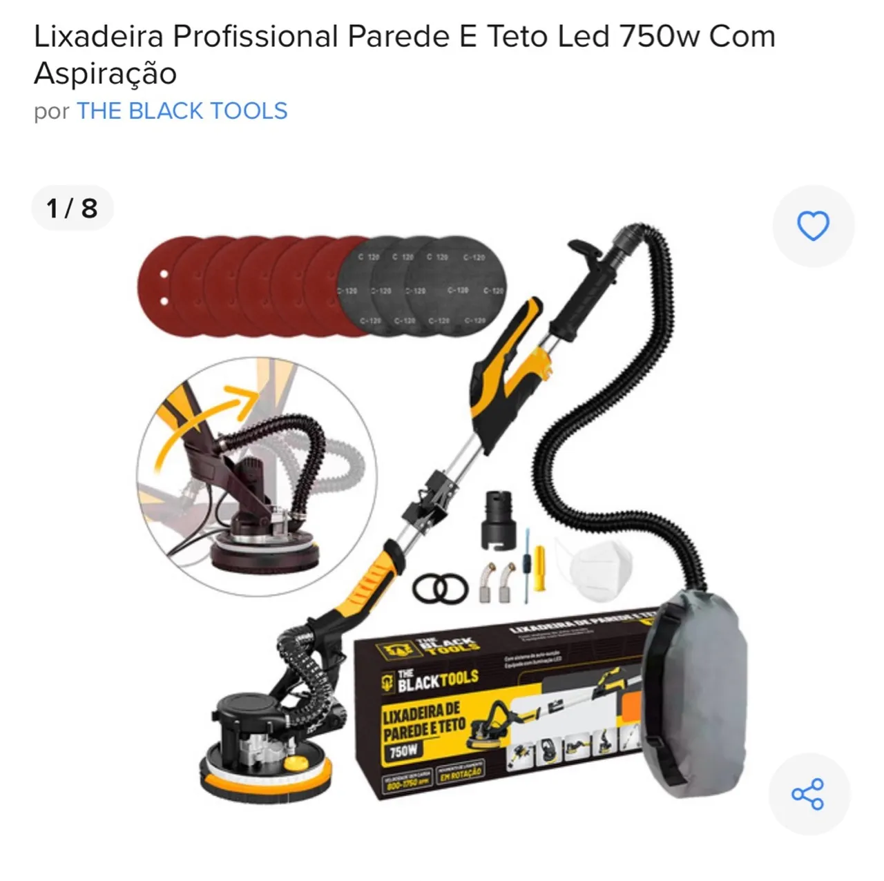 Lixadeira de Parede e Teto Profissional 750W - THE BLACK TOOLS