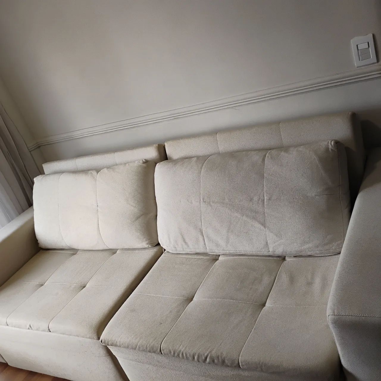 Sofá Cama  2,30 m  x 1,00  m Creme  de 4 Lugares Breton em linho 