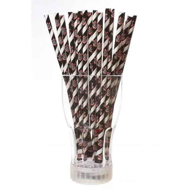 Kit Canudo de Papel Corinthians - 3 pacotes com 20 canudos por pacote