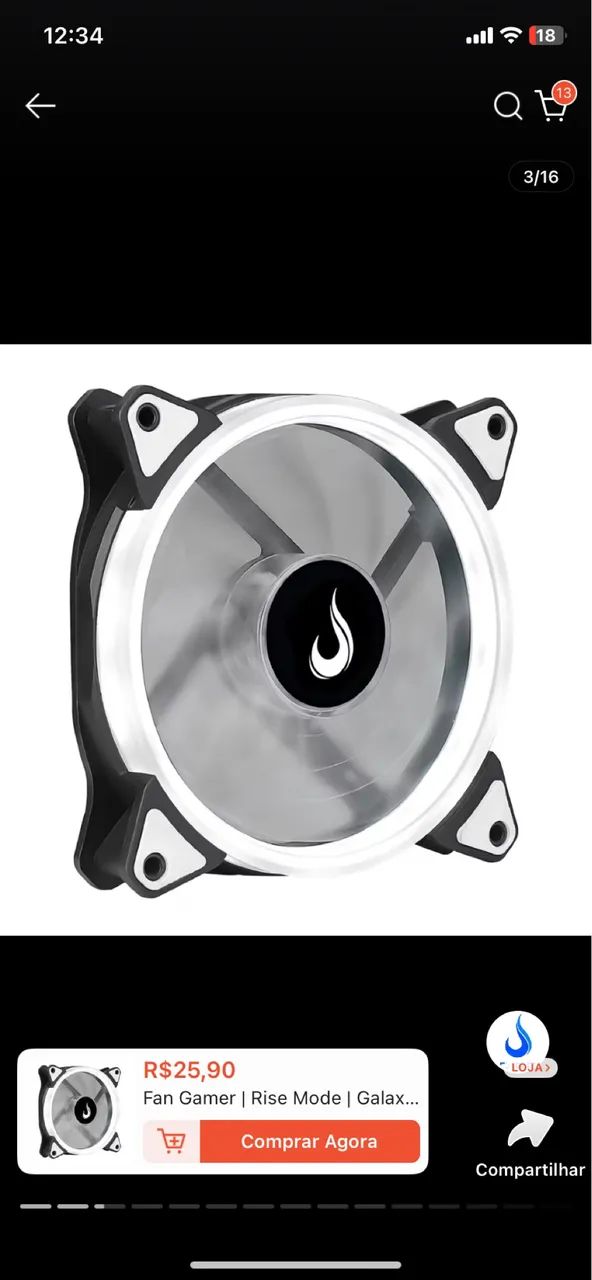 Kit 3 fans Rise Mode brancas 