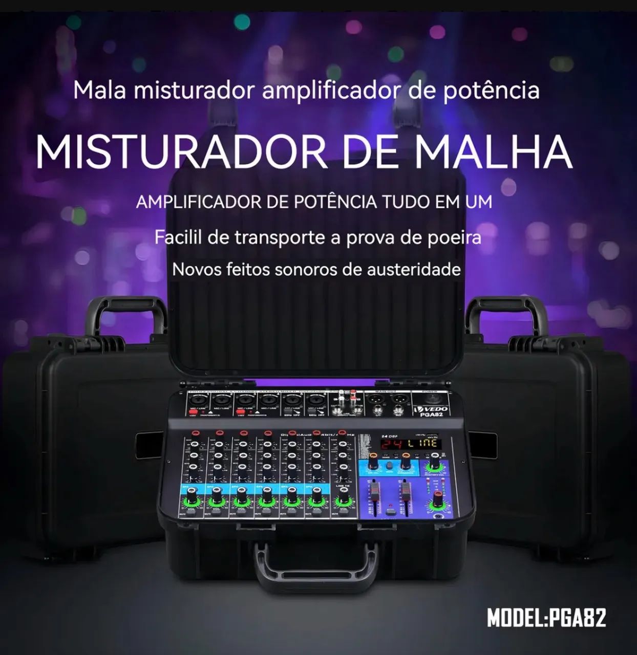 Mesa de som amplificado com case  - Foto 2
