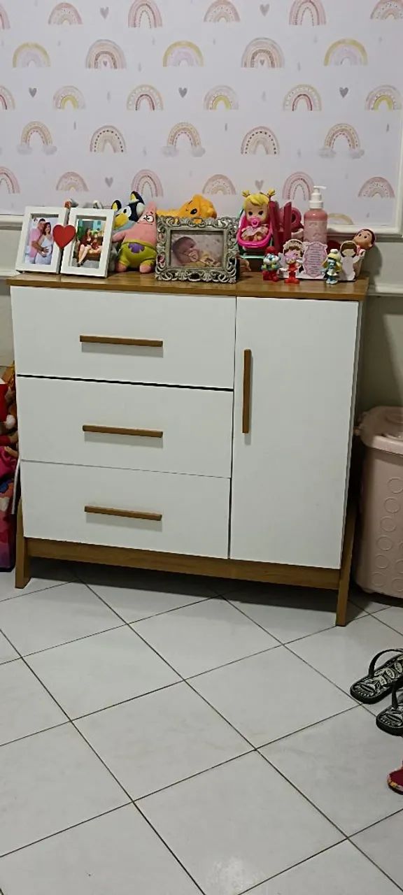 Cômoda Bebê Retro Moveis Peroba Guti 03 gavetas 01 porta MDF - Foto 2