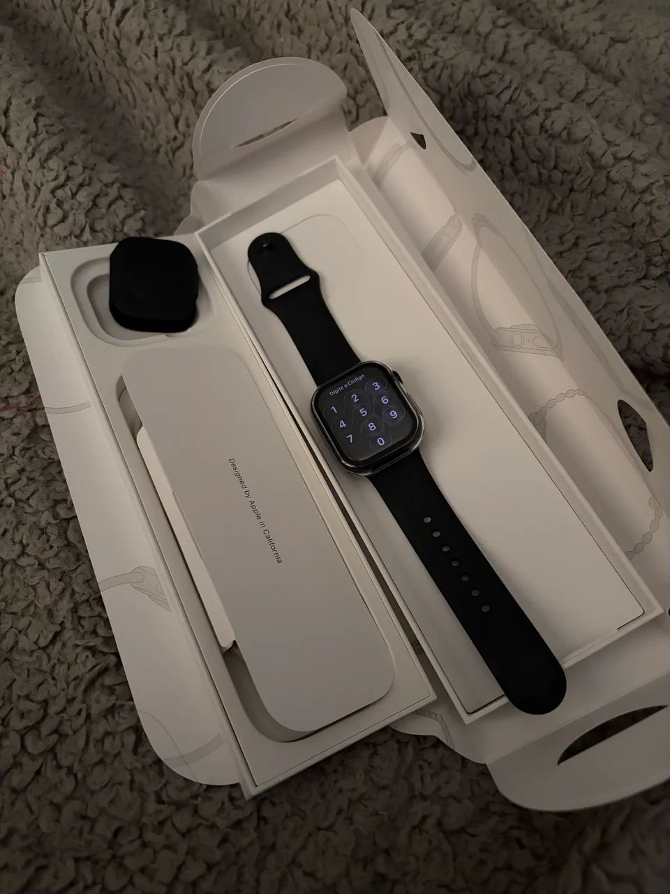 Apple Watch Series 10 alumínio preto 42mm pulseira p/m na caixa