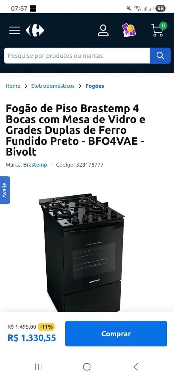Fogão Brastemp mesa de vidro temperado  - Foto 5