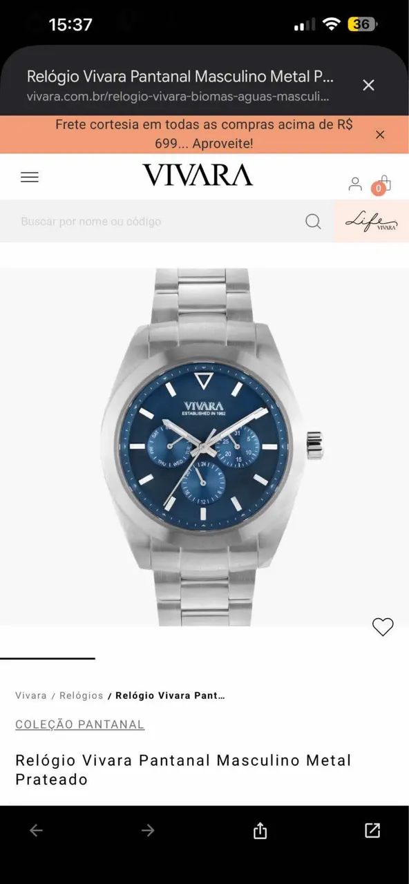 Relógio Quartzo Vivara Masculino - Foto 2
