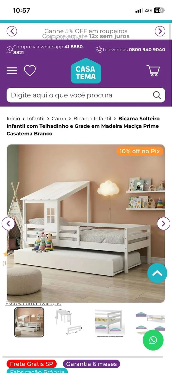 Bicama casa tema telhadinho 