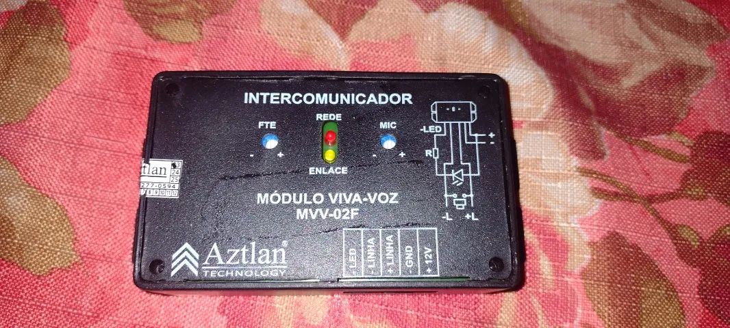 Interfone Modulo Viva Voz Elevador Placa Mvv02 Aztlan Preto 12v/24v
