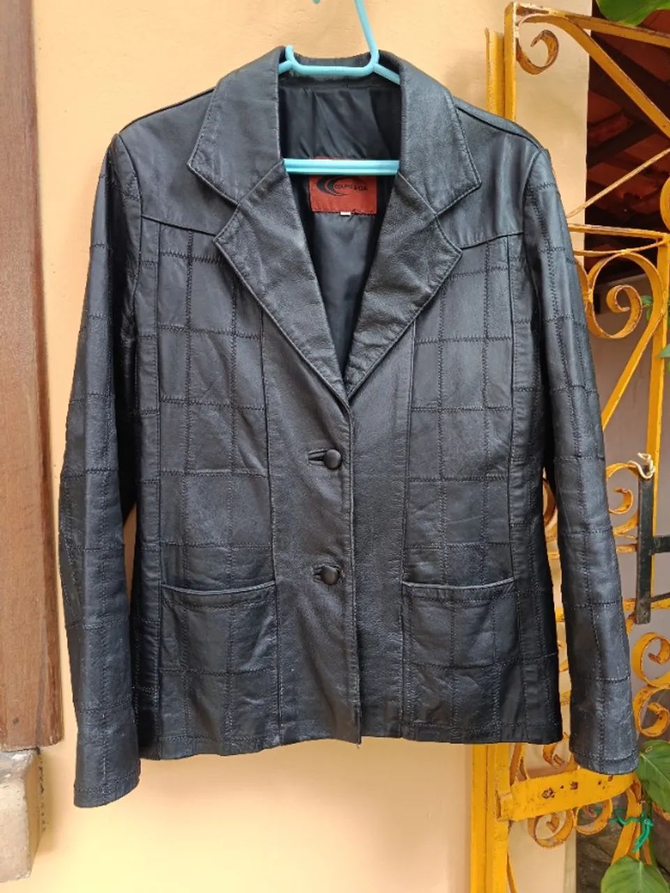 Blazer feminino couro legítimo patchwork  - Foto 4