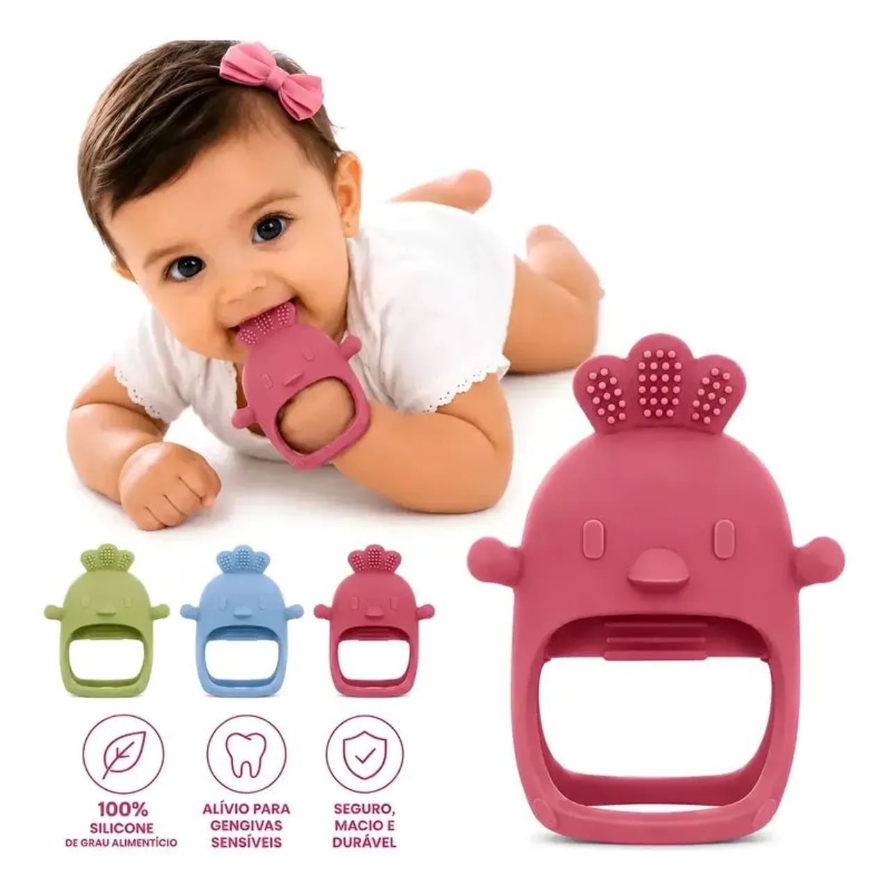 Mordedor silicone para dentição bebê 
