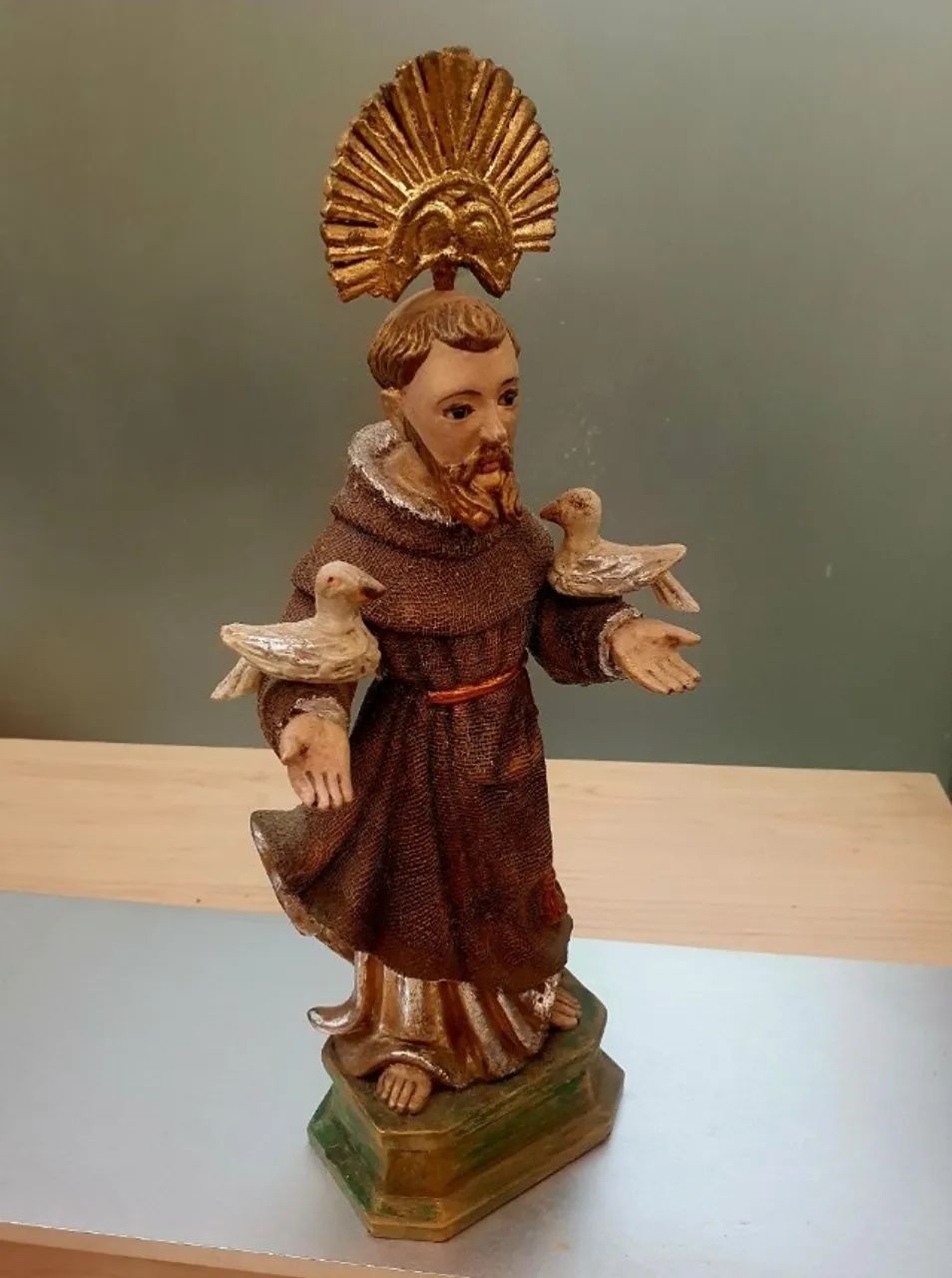 São Francisco De Assis Resina Com Resplendor 30cm - Foto 2