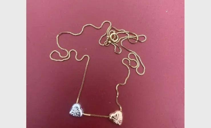 Corrente Feminina Ouro 18K com Dois Corações  - Foto 3
