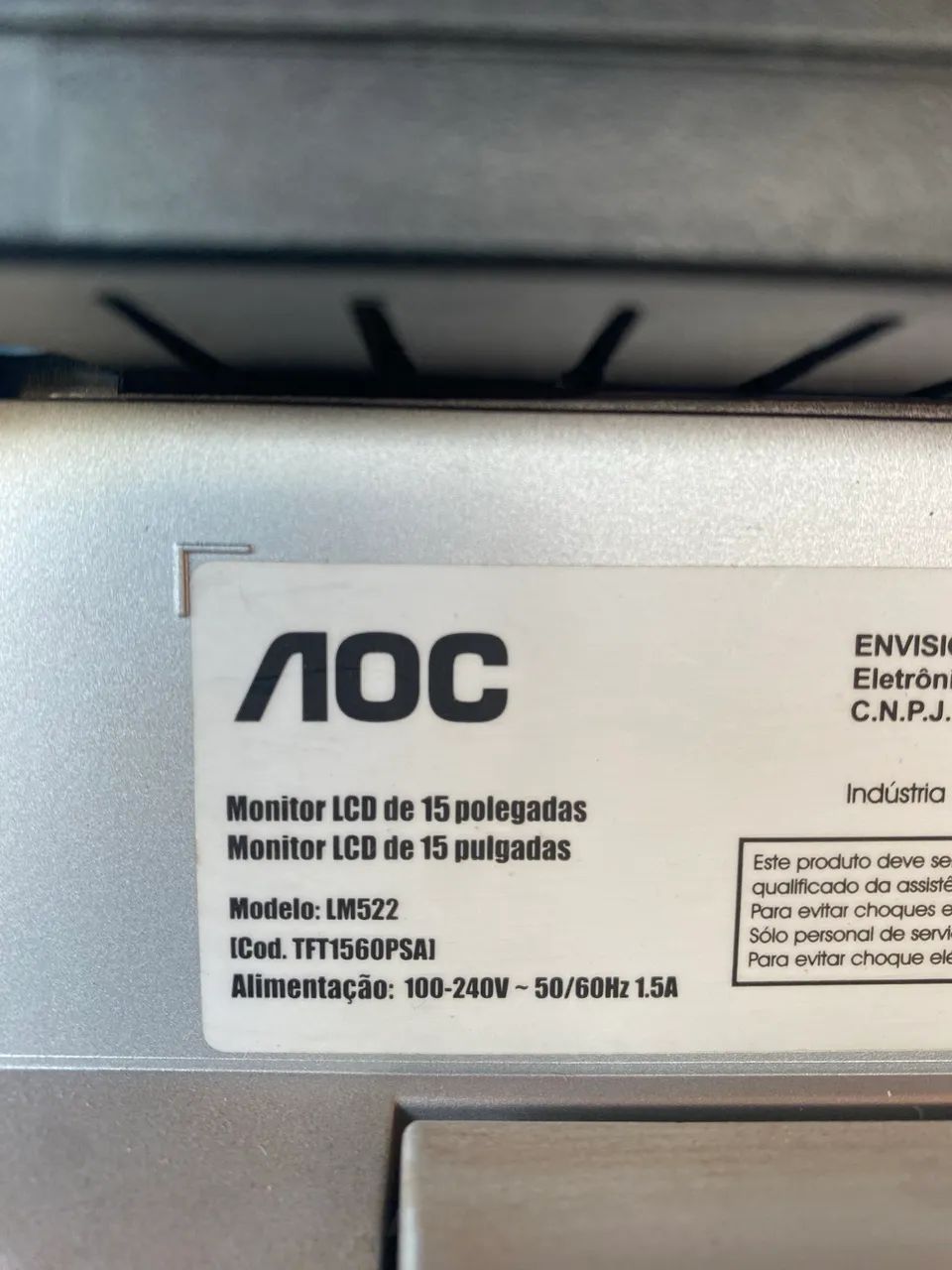 Monitor AOC 15" LCD Modelo LM522 - Funcionando Perfeitamente / Bivolt - Foto 3
