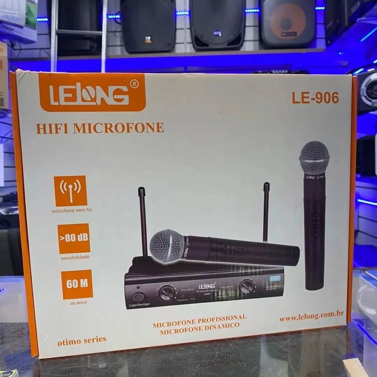 MICROFONE SEM FIO DUPLO LELONG LE-906 - ORIGINAL - PRONTO PARA USO - Foto 2
