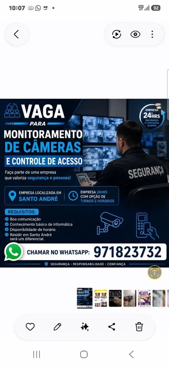 Vaga para prestação de servicos