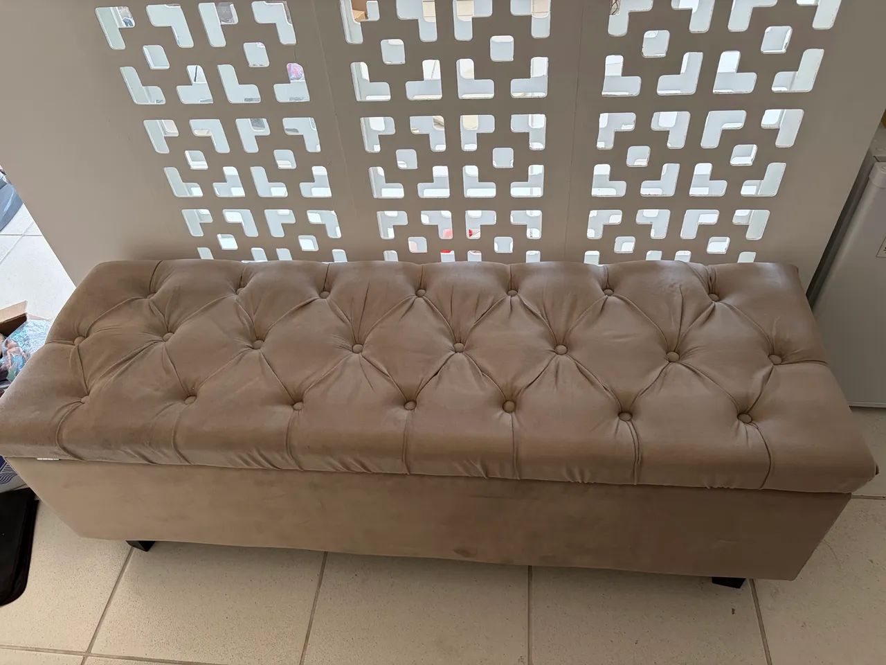 Recamier baú casal tecido capitonê