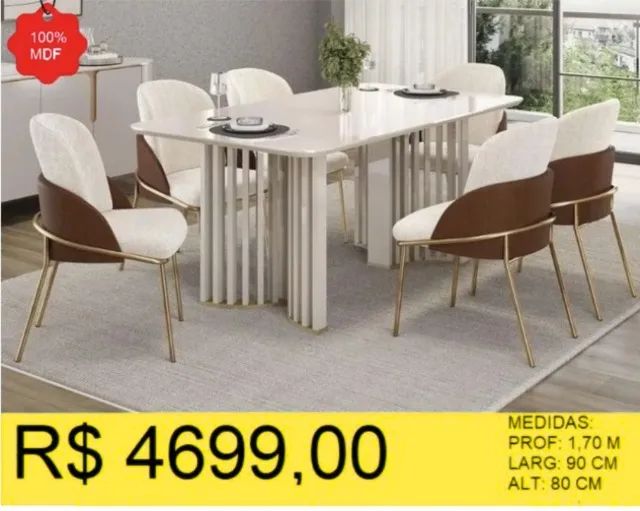 CONJUNTO DE MESA 6 CADEIRAS A PRONTA-ENTREGA 