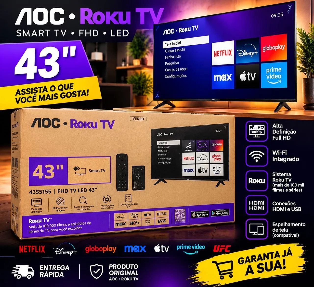 TV SMART NOVA LACRADA NA CAIXA