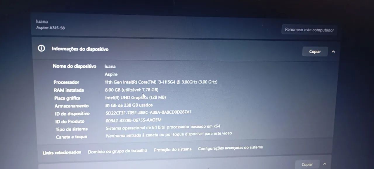 Notebook Aspire A315-58 - Foto 4