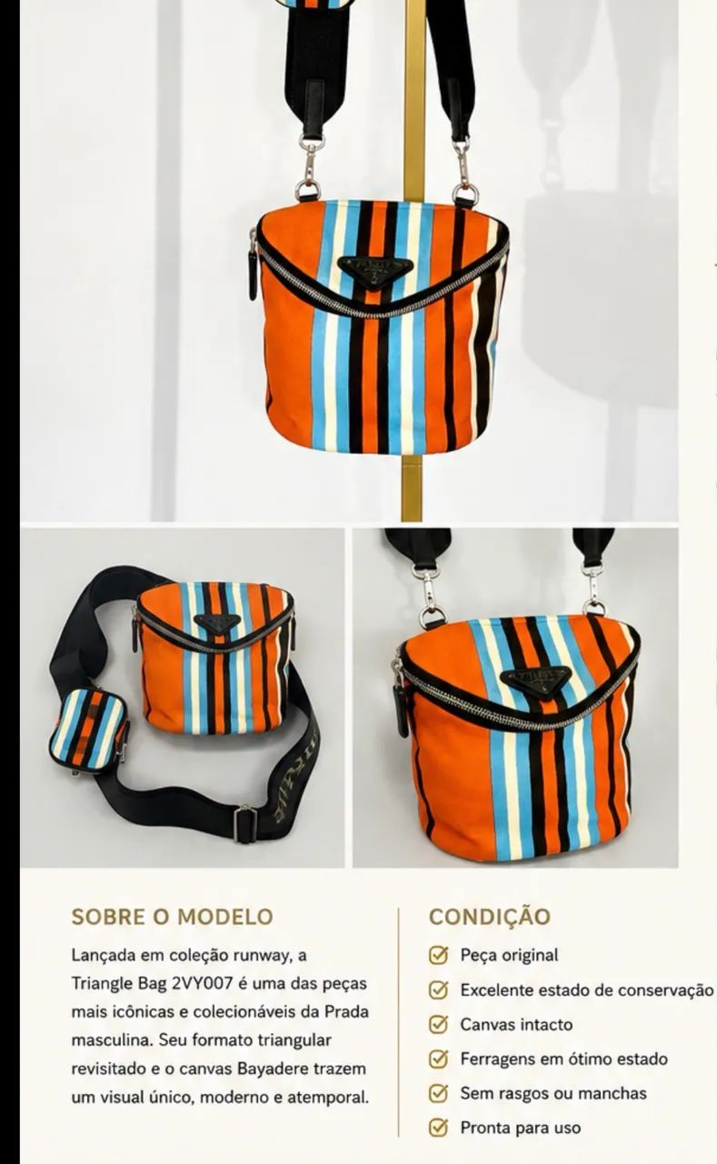 Bolsa PRADA, original, transversal, unissex 