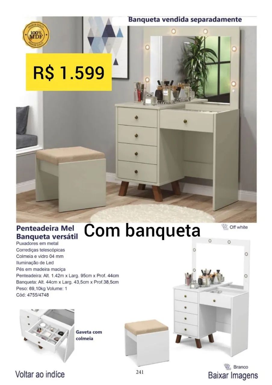 Penteadeira com banqueta 