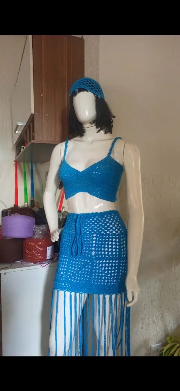 CONJUNTO CROCHÊ AZUL